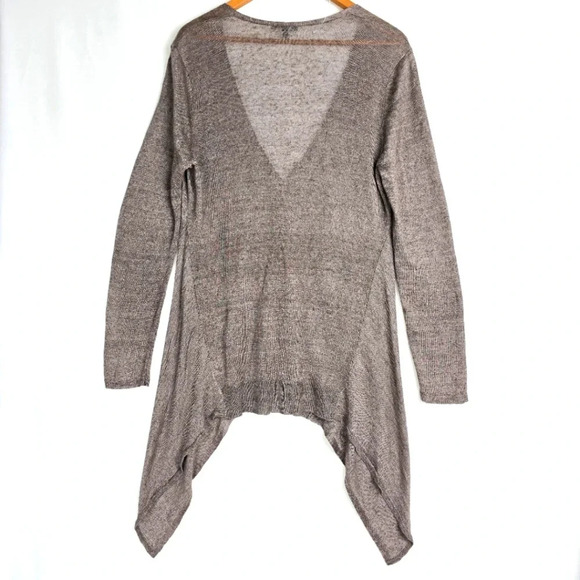 Eileen Fisher Sweaters - Eileen Fisher 100% Linen Lagenlook Flowy Cardigan Sweater Sharkbite Hem Brown M